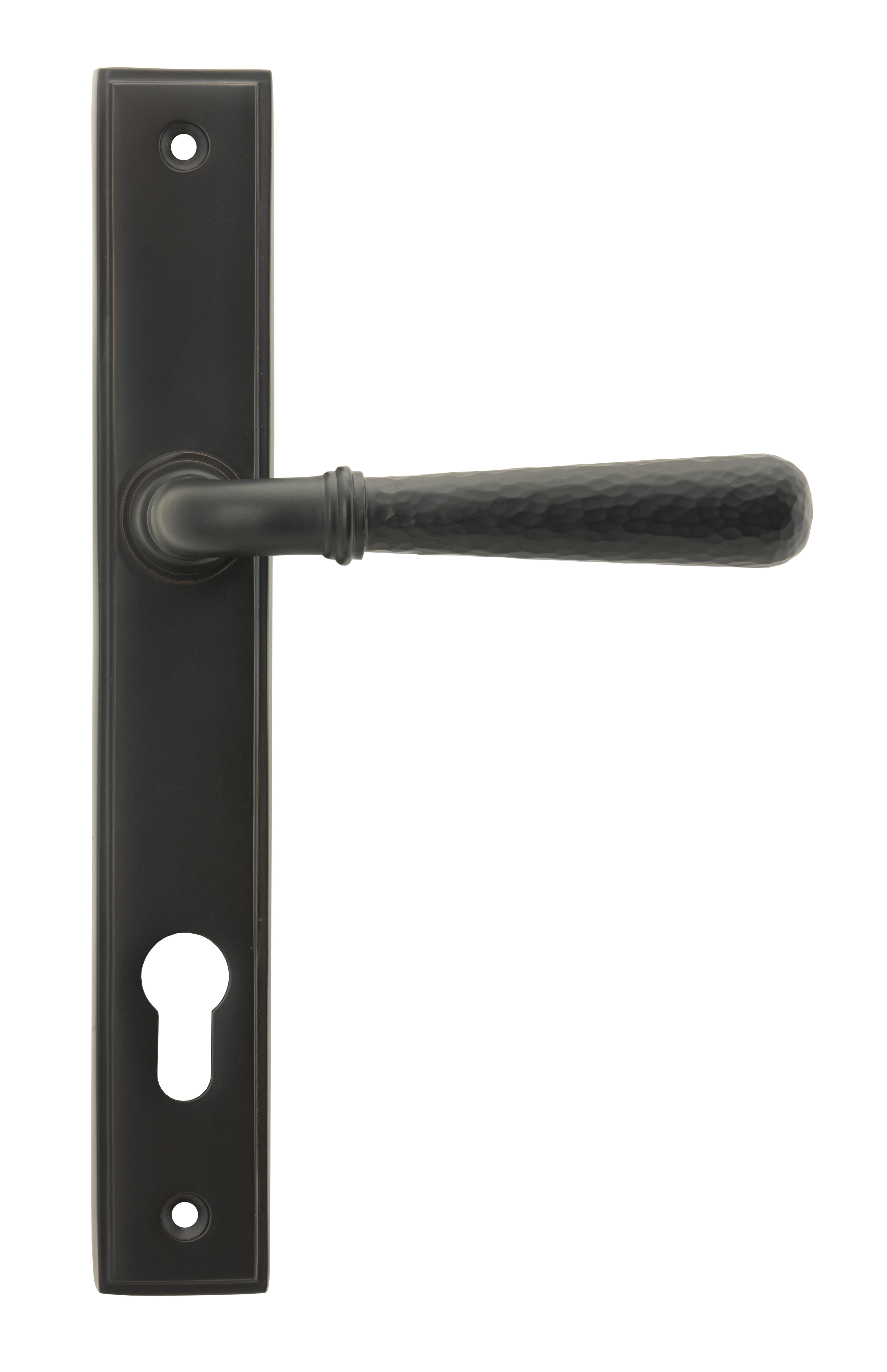 From The Anvil 45773 Aged Bronze Hammered Newbury Slimline Espag. Lock Set