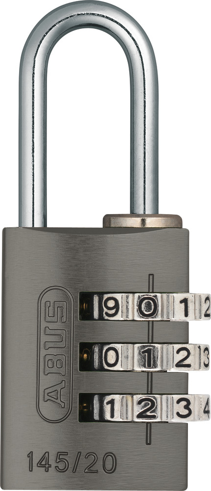 ABUS 145/20 Titanium B/EFSPP Titalium Std Shackle Combination Padlock 145 Size 20mm