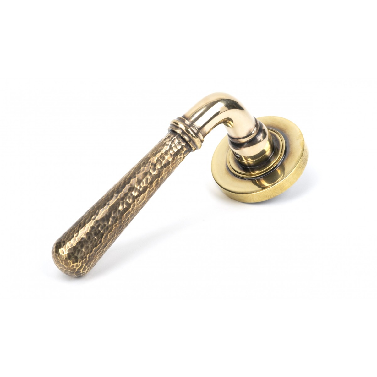From The Anvil 46069 Aged Brass Hammered Newbury Lever on Rose Set (Plain) Aged Brass