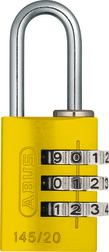 ABUS 145/20 Yellow B/EFSPP Yellow Std Shackle Combination Padlock 145 Size 20mm
