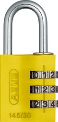 ABUS 145/30 Yellow B/EFSPP Yellow Std Shackle Combination Padlock 145 Size 30mm
