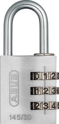 ABUS 145/30 Silver B/EFSPP Silver Std Shackle Combination Padlock 145 Size 30mm