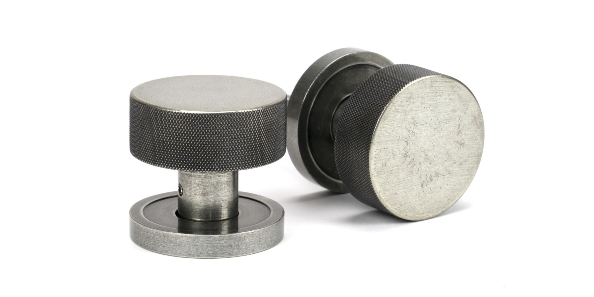 From The Anvil 46802 Pewter Brompton Mortice/Rim Knob Set Plain 63mm
