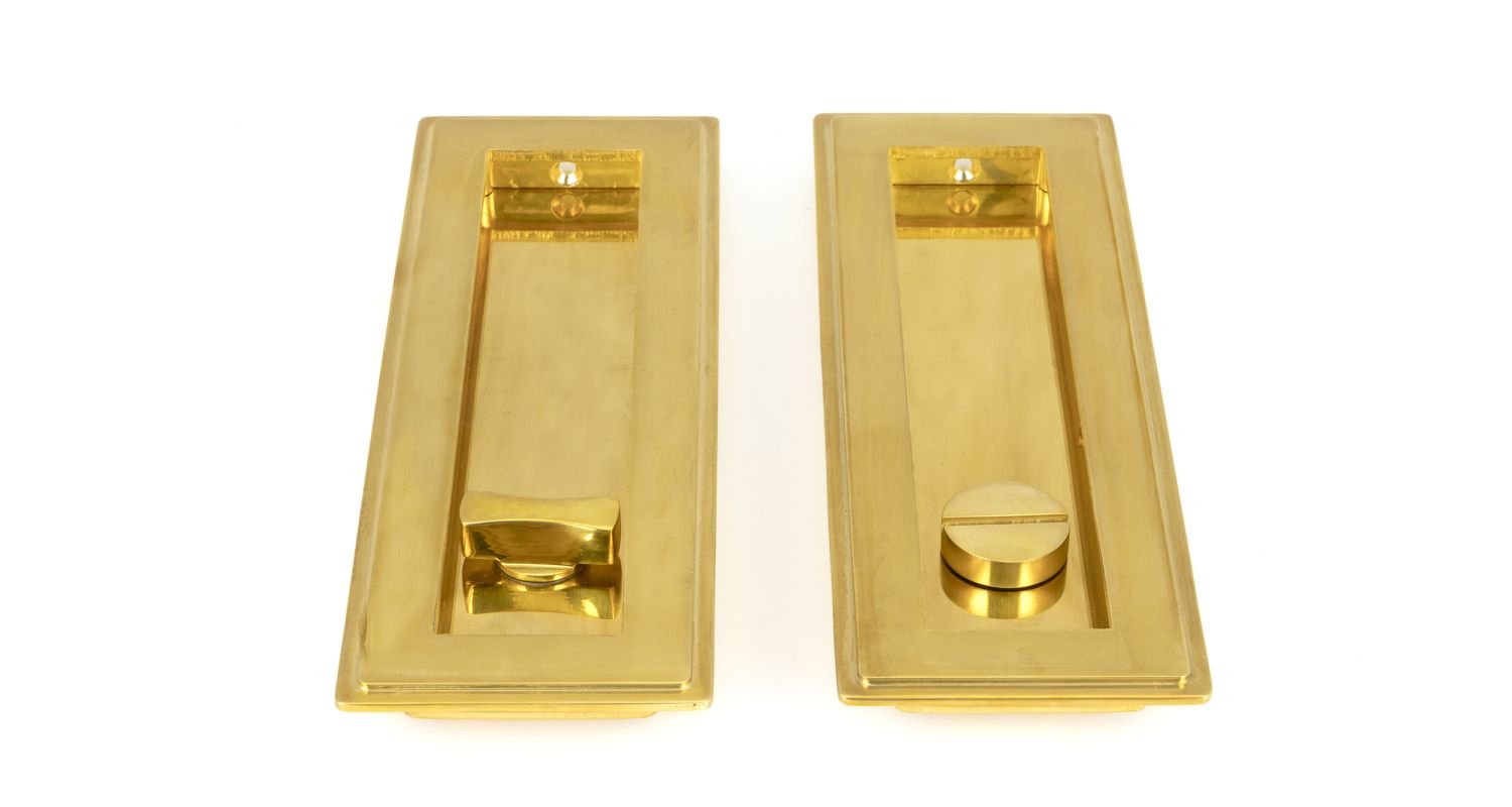 From The Anvil 47161 Polished Brass 175mm Art Deco Rectangular Pull - Privacy Set Polished Brass