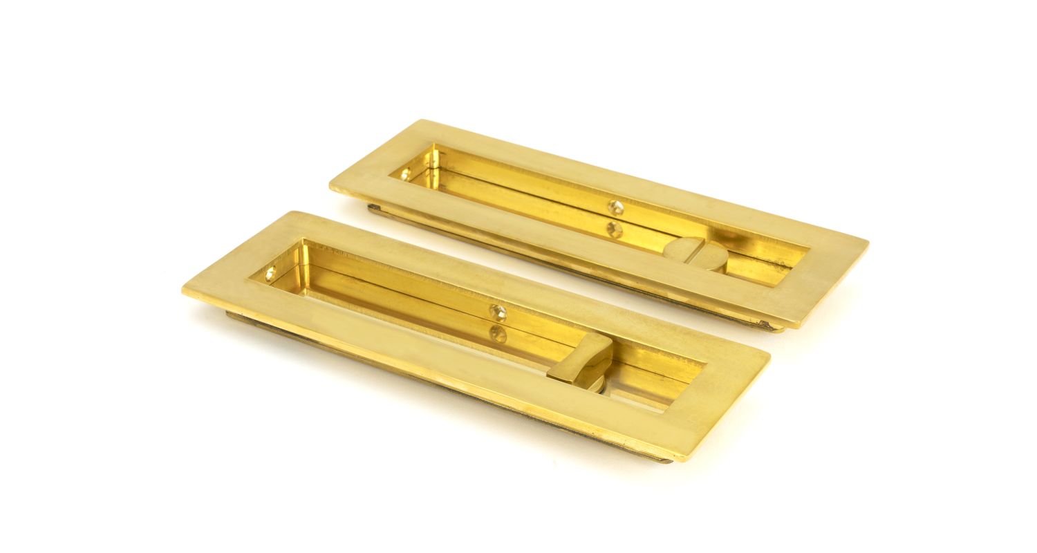 From The Anvil 47163 Polished Brass 175mm Plain Rectangular Pull - Privacy Set Polished Brass