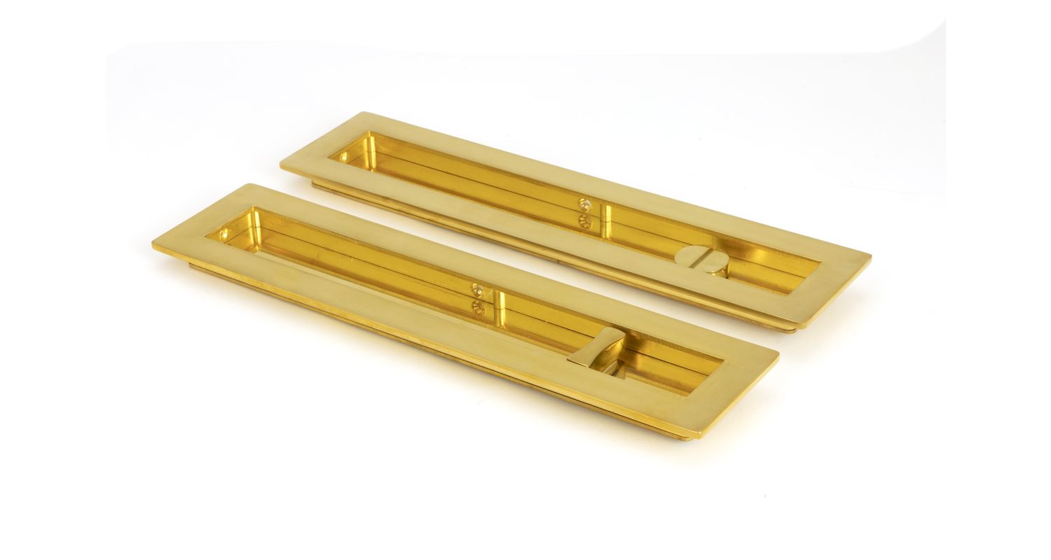 From The Anvil 47164 Polished Brass 250mm Plain Rectangular Pull - Privacy Set Polished Brass