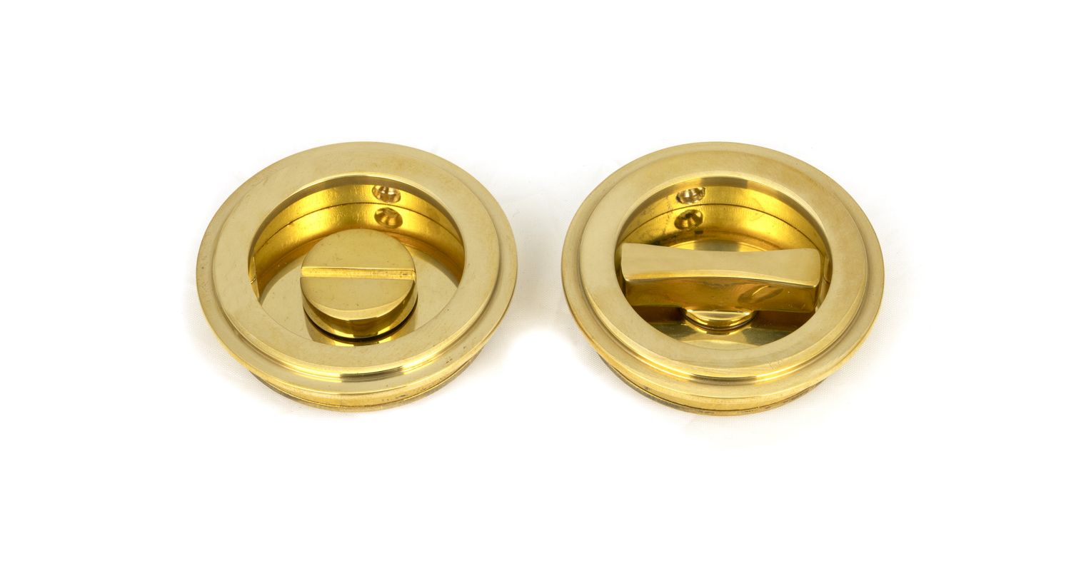 From The Anvil 47169 Polished Brass 60mm Art Deco Round Pull - Privacy Set Polished Brass