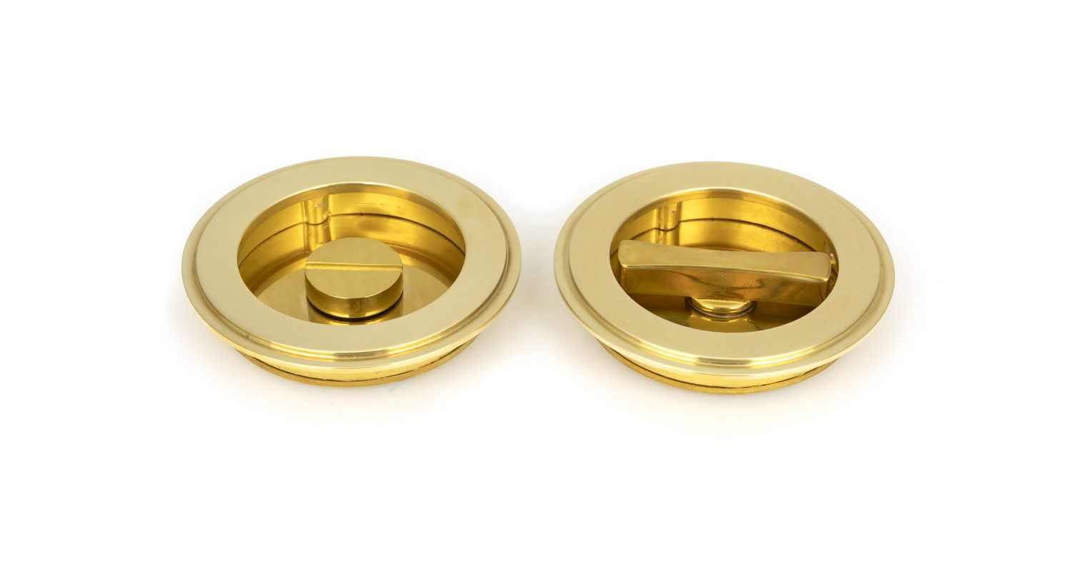 From The Anvil 47170 Polished Brass 75mm Art Deco Round Pull - Privacy Set Polished Brass