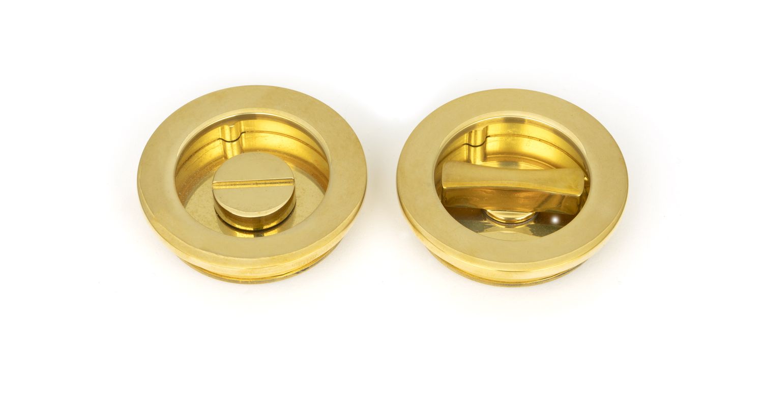 From The Anvil 47171 Polished Brass 60mm Plain Round Pull - Privacy Set Polished Brass