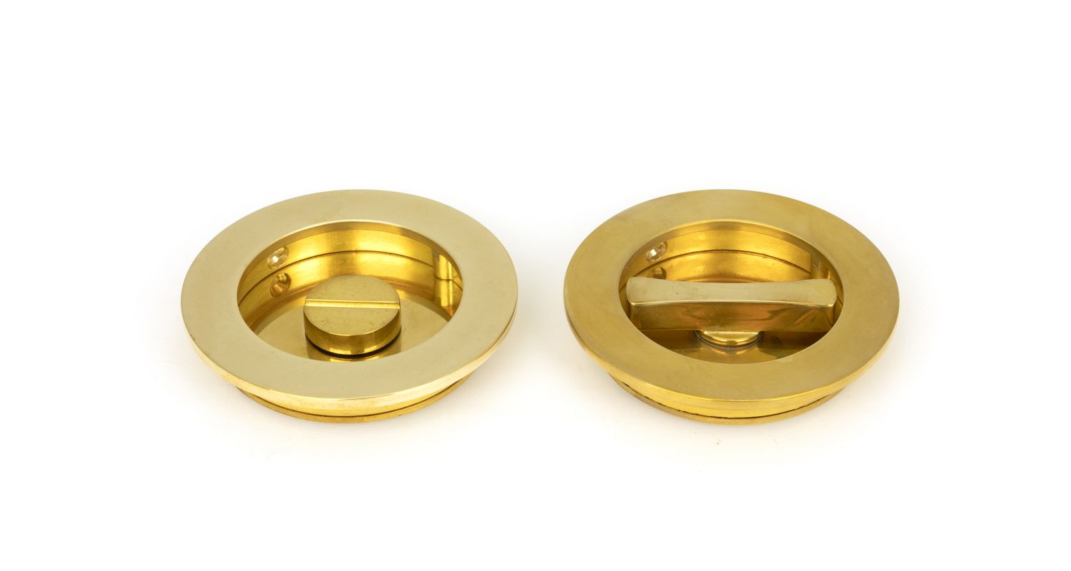 From The Anvil 47172 Polished Brass 75mm Plain Round Pull - Privacy Set Polished Brass