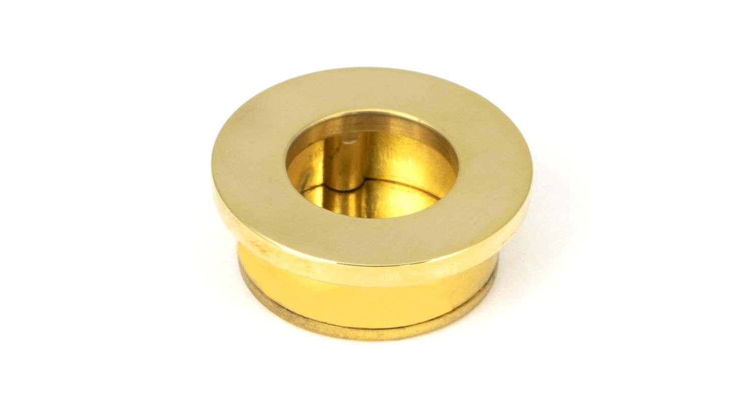 From The Anvil 47174 Polished Brass 34mm Round Finger Edge Pull Polished Brass