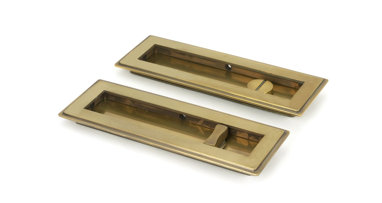 From The Anvil 48308 Aged Brass 175mm Art Deco Rectangular Pull - Privacy Set Aged Brass