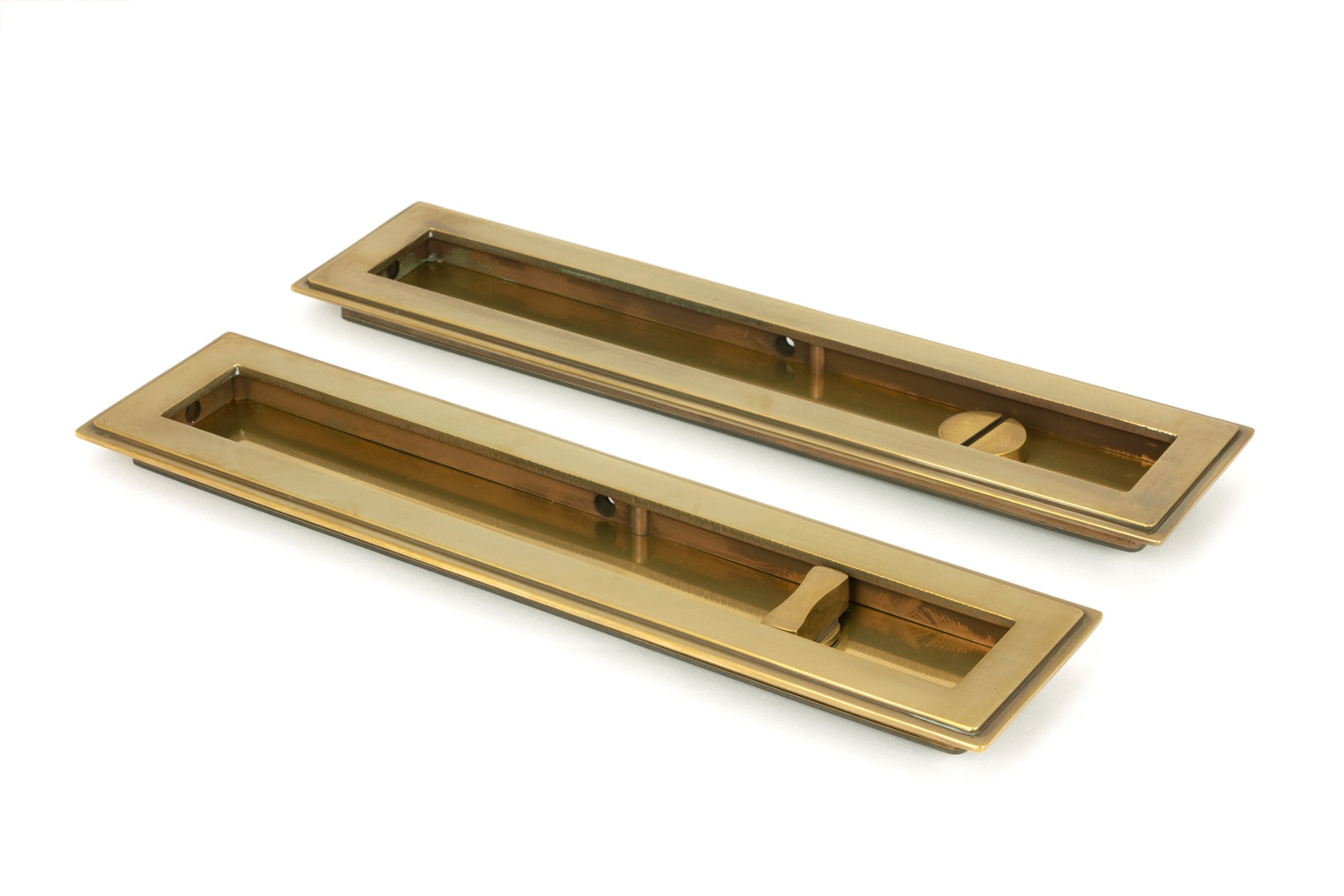 From The Anvil 48309 Aged Brass 250mm Art Deco Rectangular Pull - Privacy Set Aged Brass