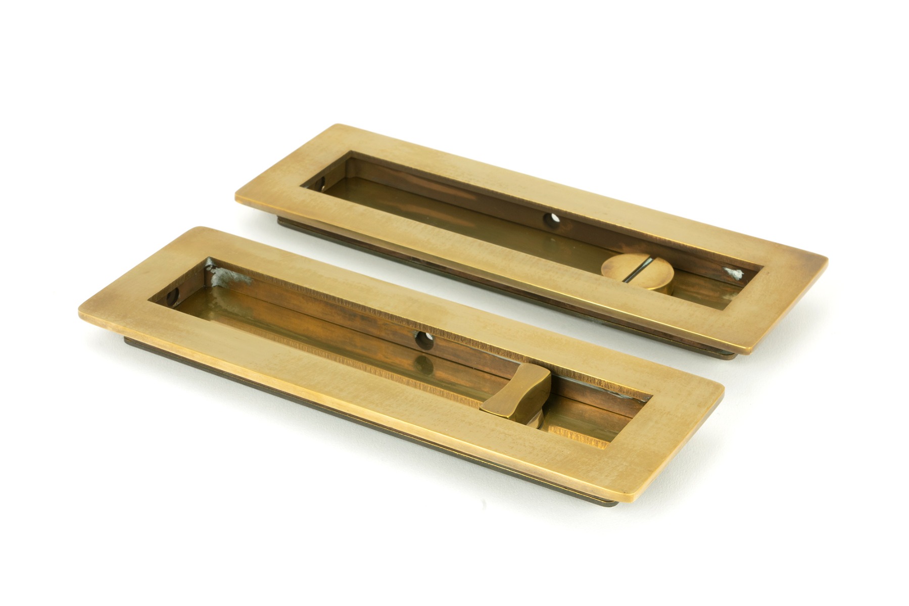 From The Anvil 48314 Aged Brass 175mm Plain Rectangular Pull - Privacy Set Aged Brass