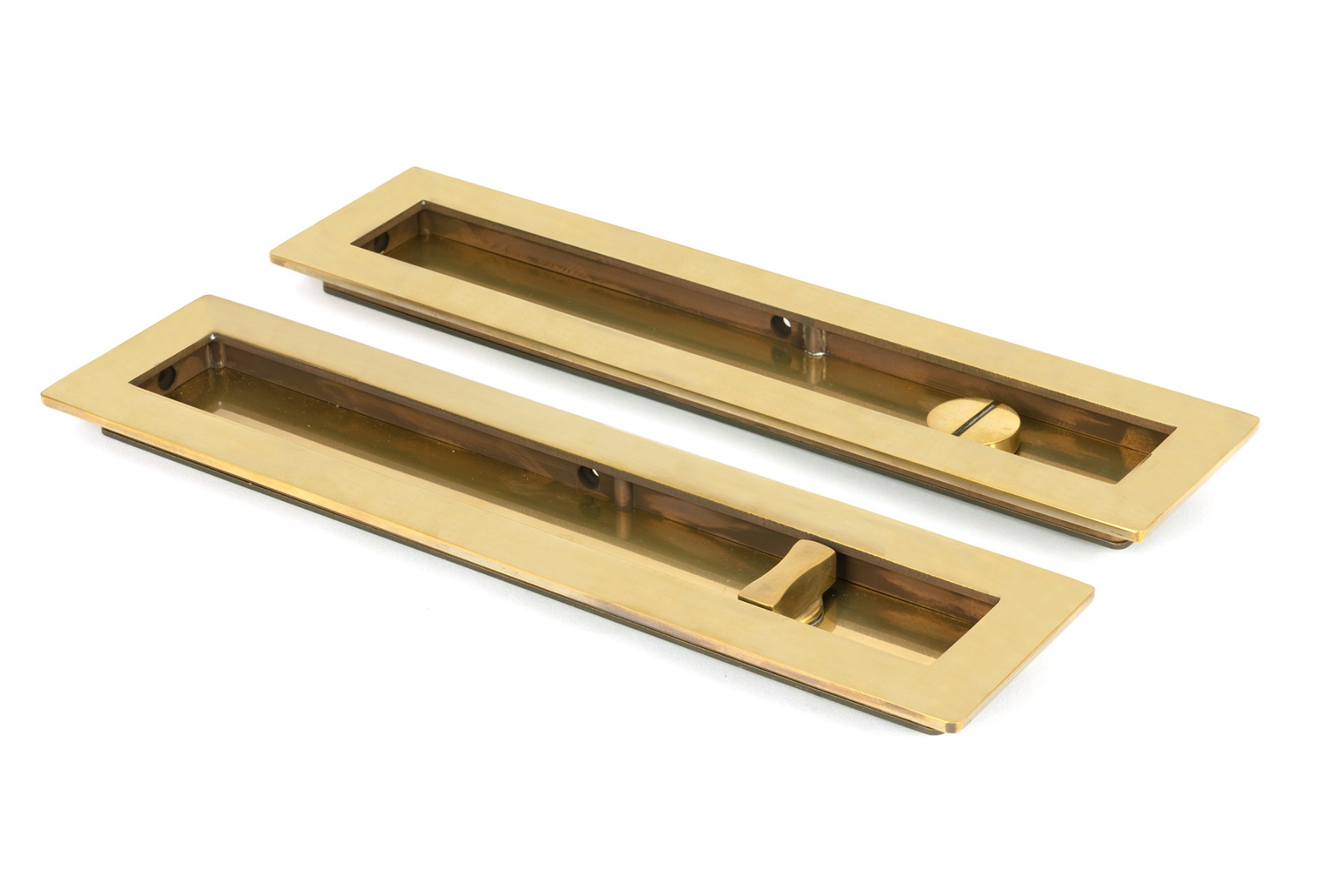 From The Anvil 48315 Aged Brass 250mm Plain Rectangular Pull - Privacy Set Aged Brass