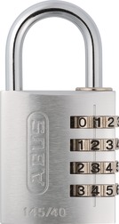 ABUS 145/40 silver B/EFSPP Silver Std Shackle Combination Padlock 145 Size 40mm