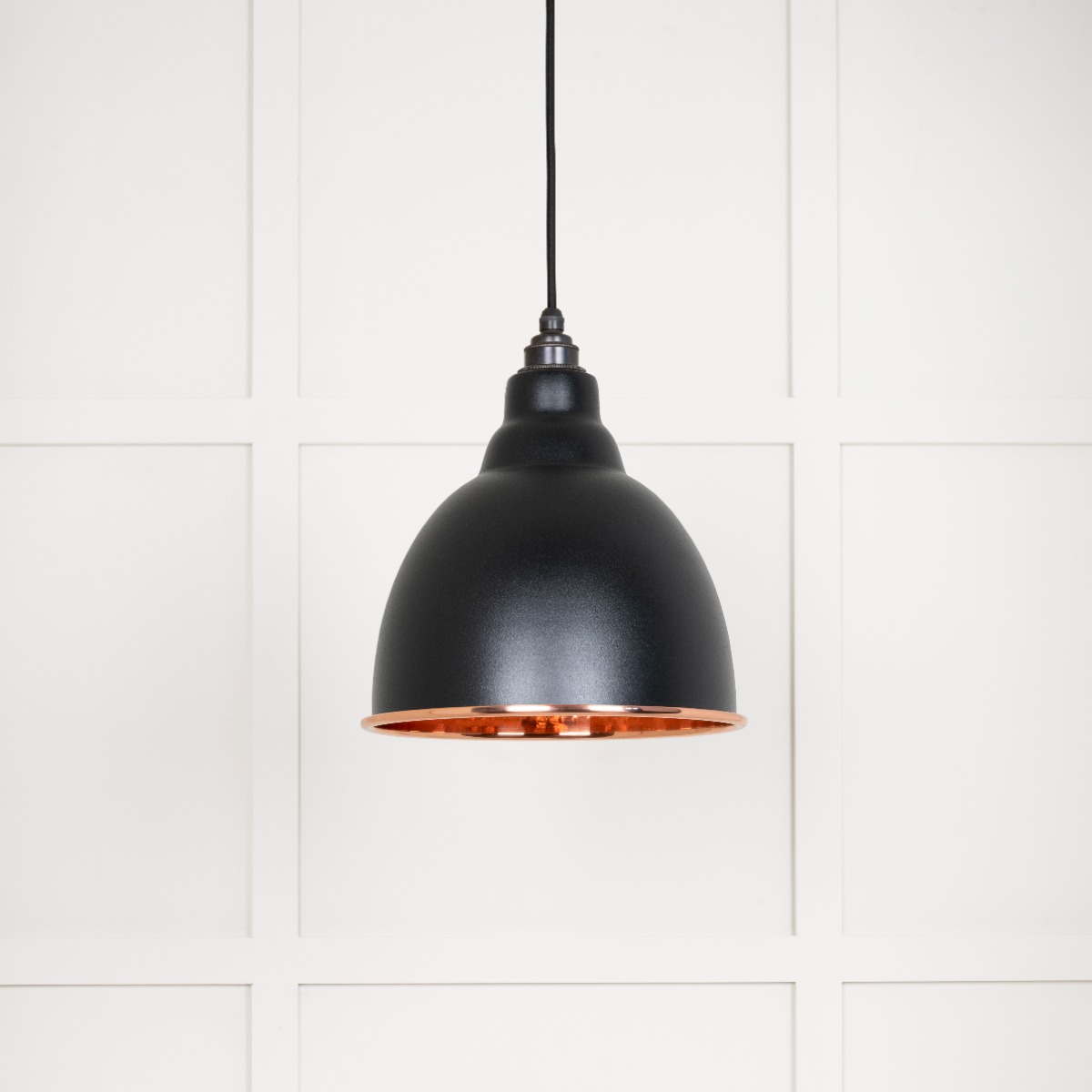 From The Anvil 49500EB Hammered Copper Brindley Pendant in Elan Black Hammered Copper