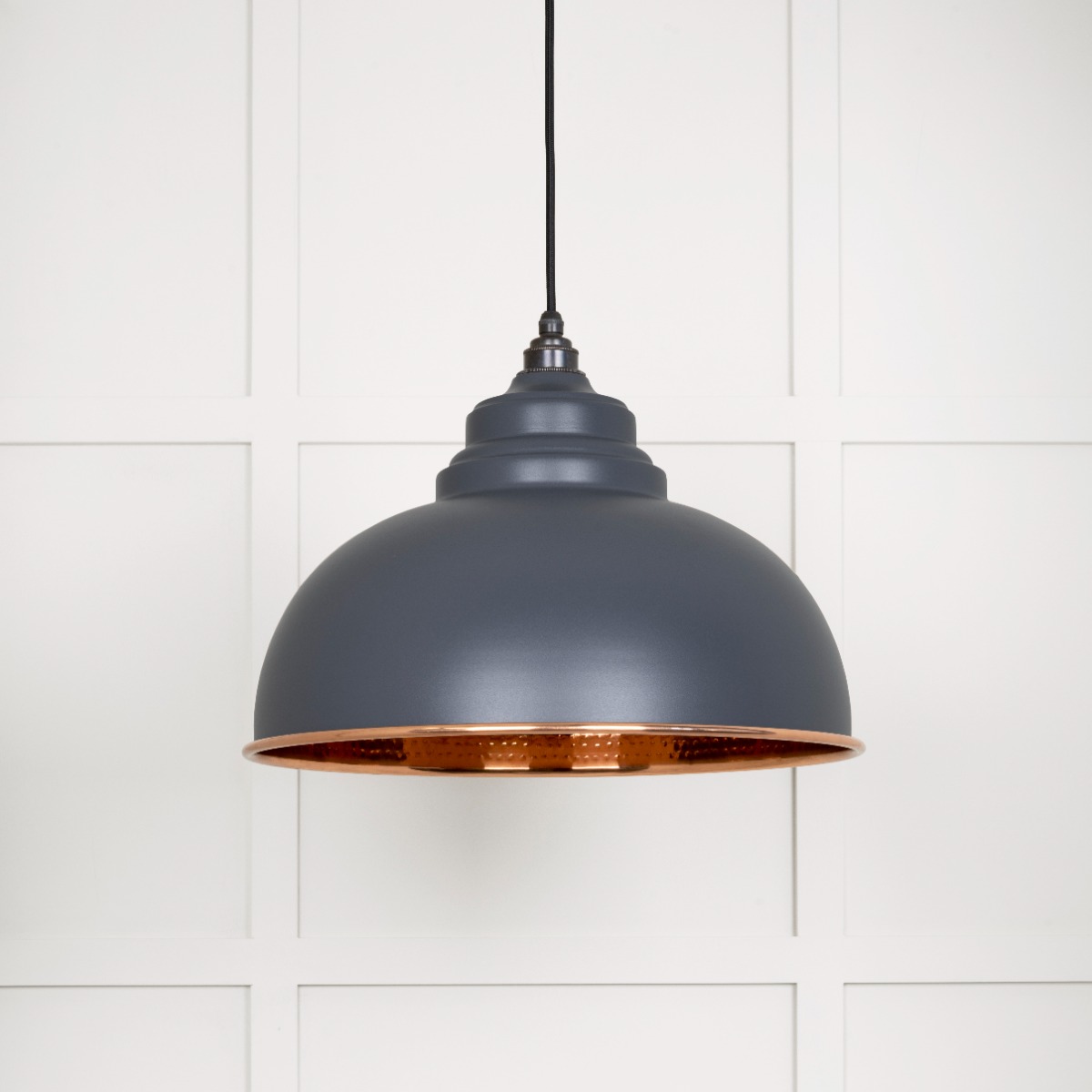 From The Anvil 49501SL Hammered Copper Harborne Pendant in Slate Hammered Copper