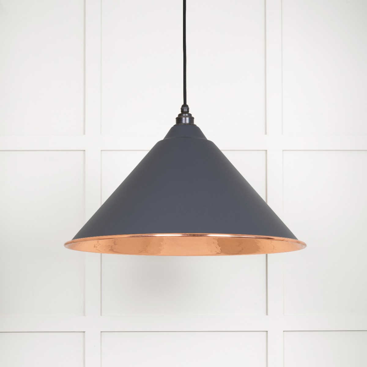 From The Anvil 49503SL Hammered Copper Hockley Pendant in Slate Hammered Copper