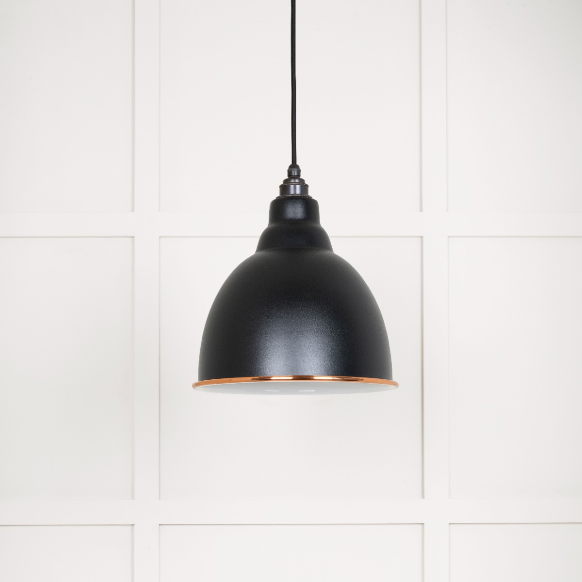 From The Anvil 49507EB White Gloss Brindley Pendant in Elan Black Accent
