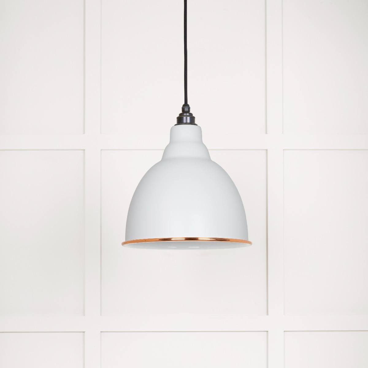 From The Anvil 49507F White Gloss Brindley Pendant in Flock Accent