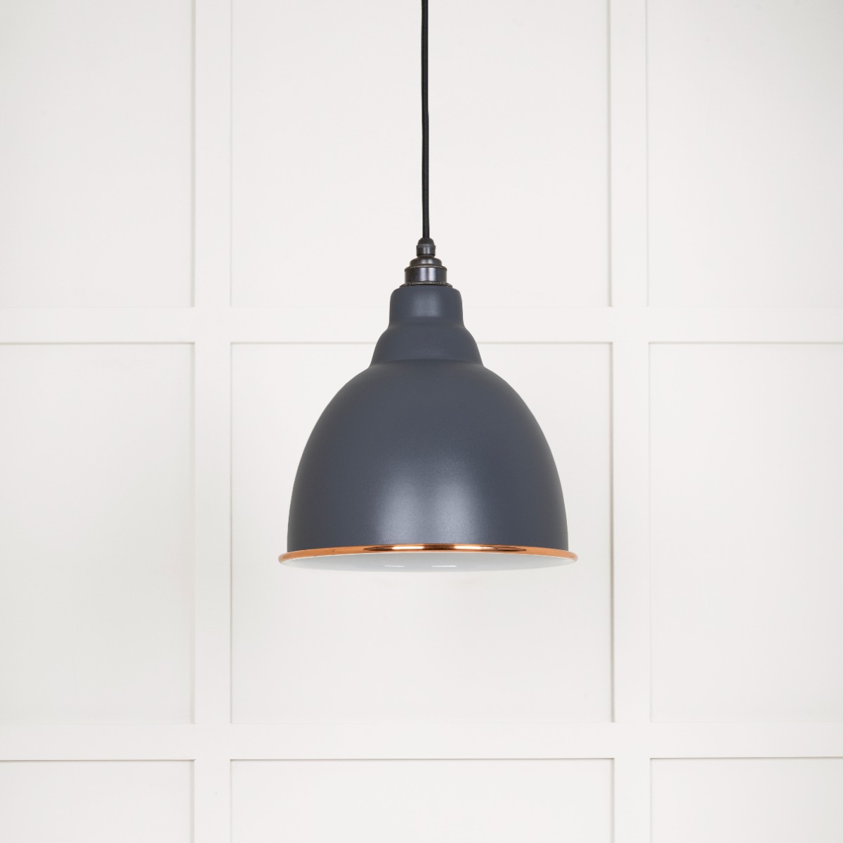 From The Anvil 49507SL White Gloss Brindley Pendant in Slate Accent