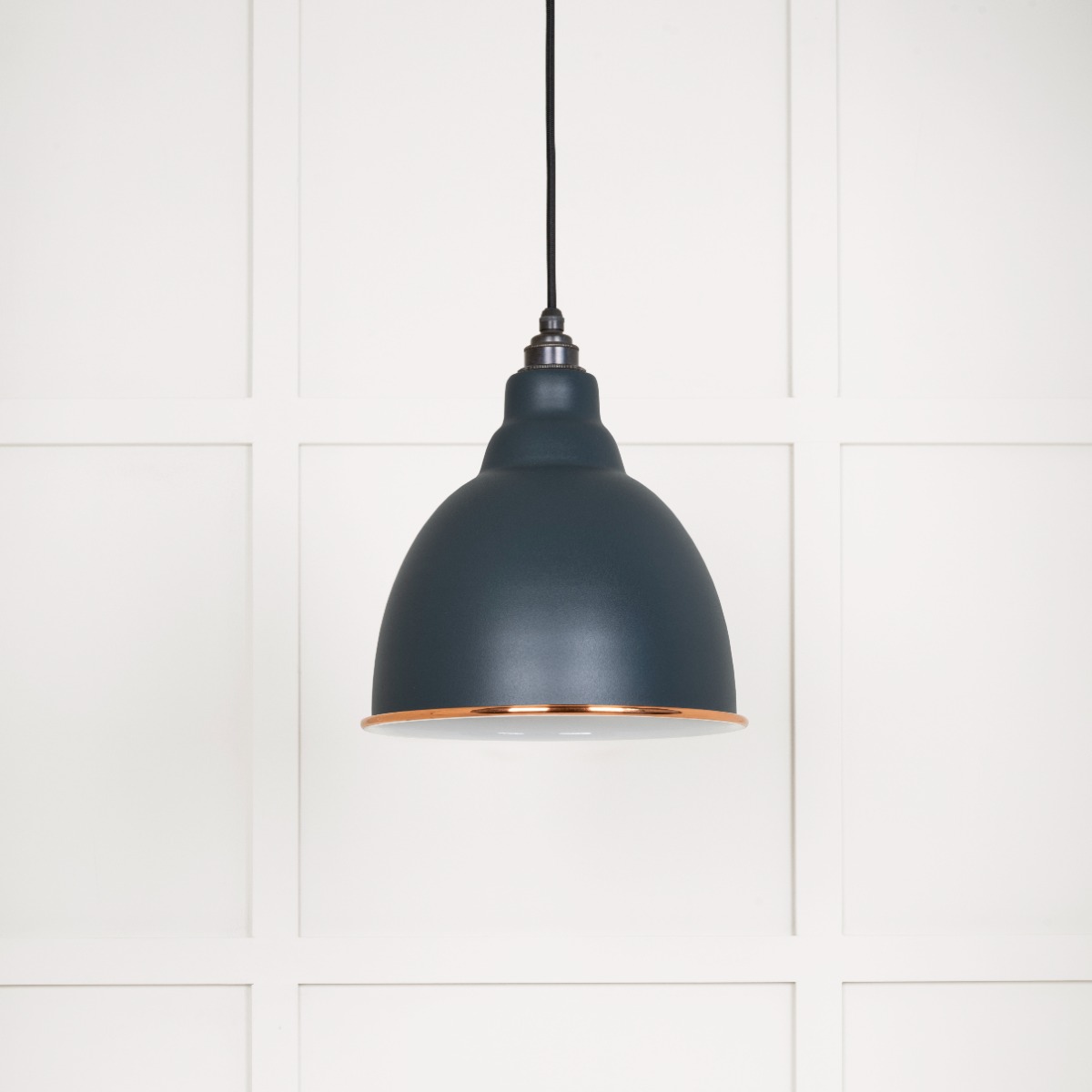 From The Anvil 49507SO White Gloss Brindley Pendant in Soot Accent