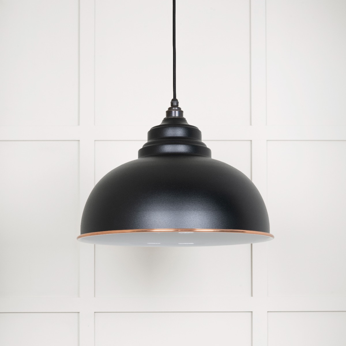 From The Anvil 49508EB White Gloss Harborne Pendant in Elan Black Accent