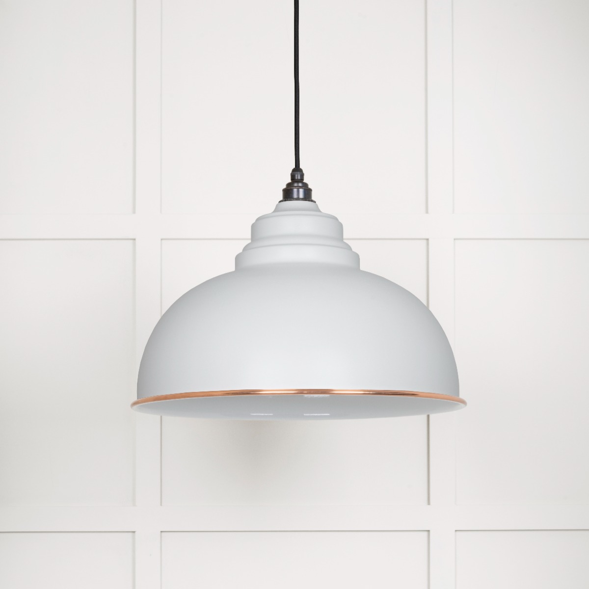 From The Anvil 49508F White Gloss Harborne Pendant in Flock Accent
