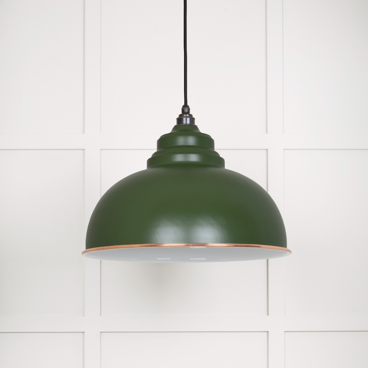 From The Anvil 49508H White Gloss Harborne Pendant in Heath Accent
