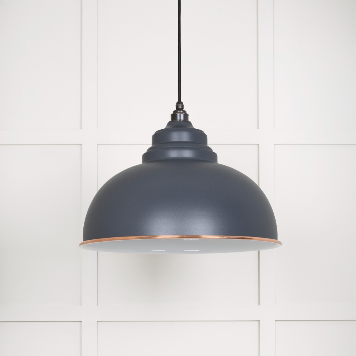 From The Anvil 49508SL White Gloss Harborne Pendant in Slate Accent