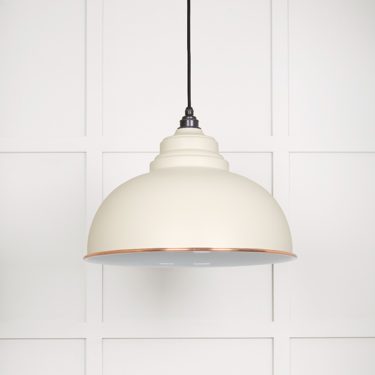 From The Anvil 49508TE White Gloss Harborne Pendant in Teasel Accent
