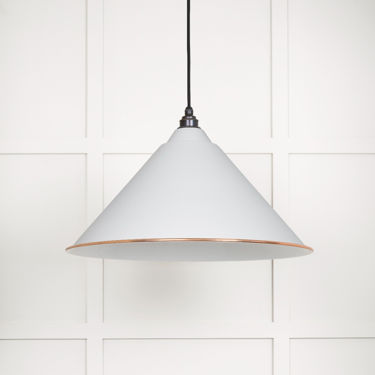 From The Anvil 49510F White Gloss Hockley Pendant in Flock Accent