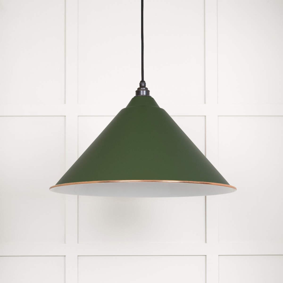 From The Anvil 49510H White Gloss Hockley Pendant in Heath Accent