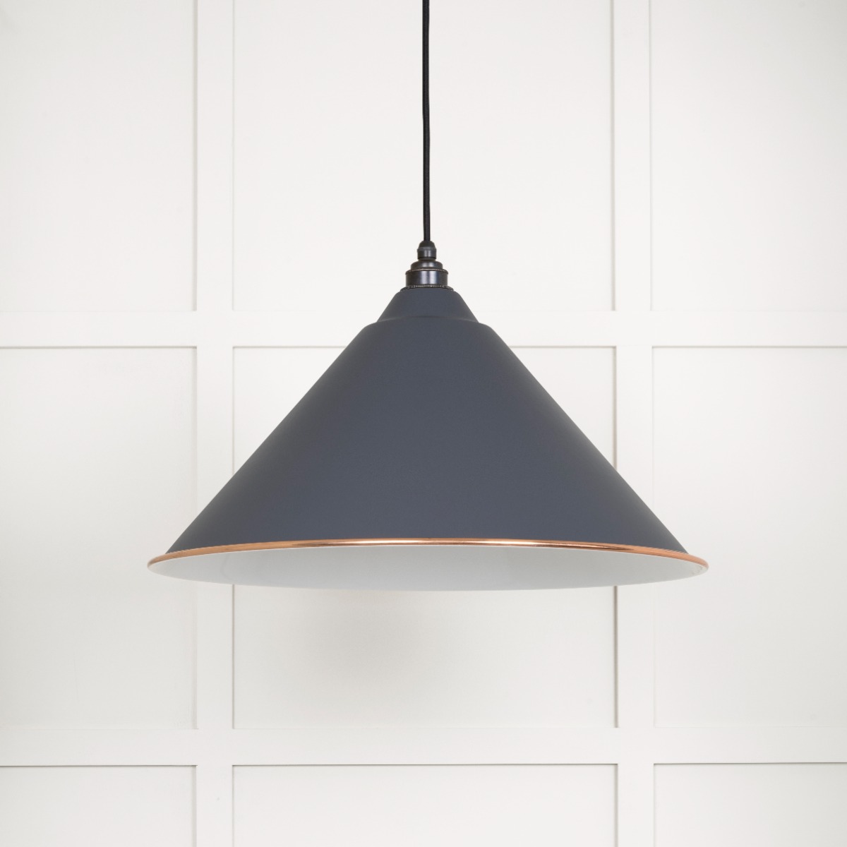 From The Anvil 49510SL White Gloss Hockley Pendant in Slate Accent