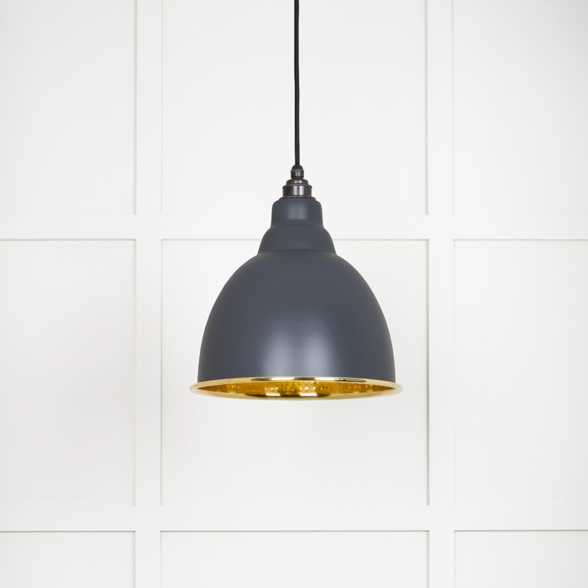 From The Anvil 49517SL Hammered Brass Brindley Pendant in Slate Hammered Brass