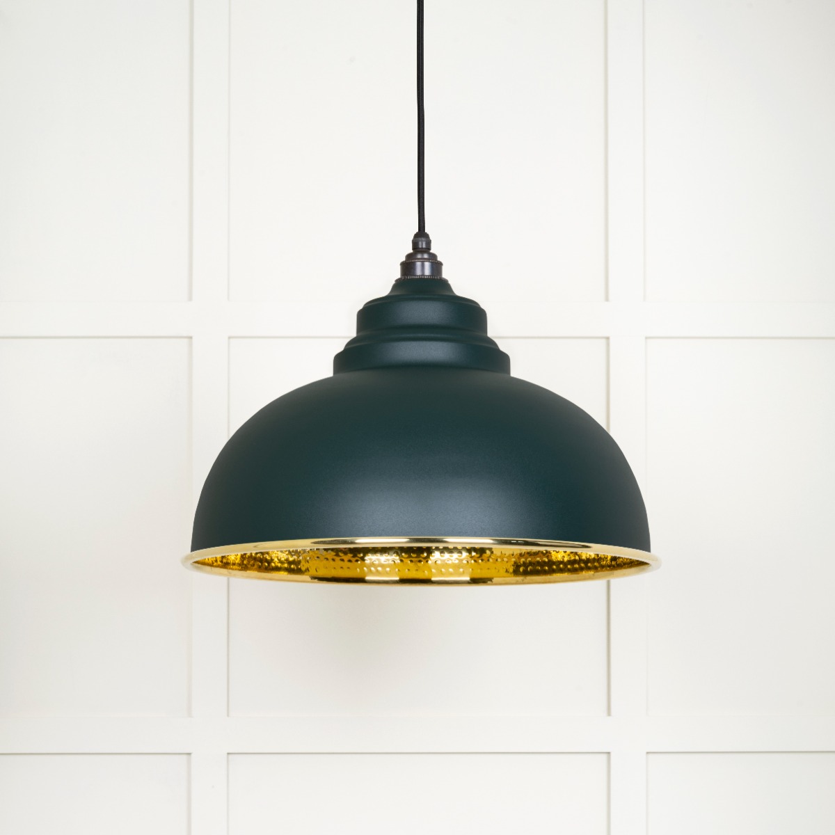 From The Anvil 49521DI Hammered Brass Harborne Pendant in Dingle Hammered Brass