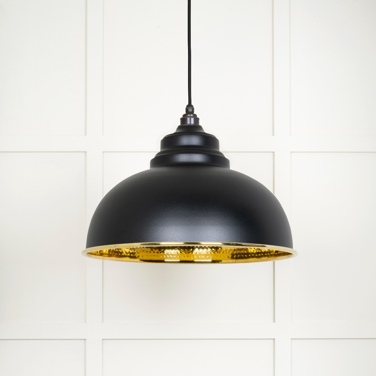 From The Anvil 49521EB Hammered Brass Harborne Pendant in Elan Black Hammered Brass