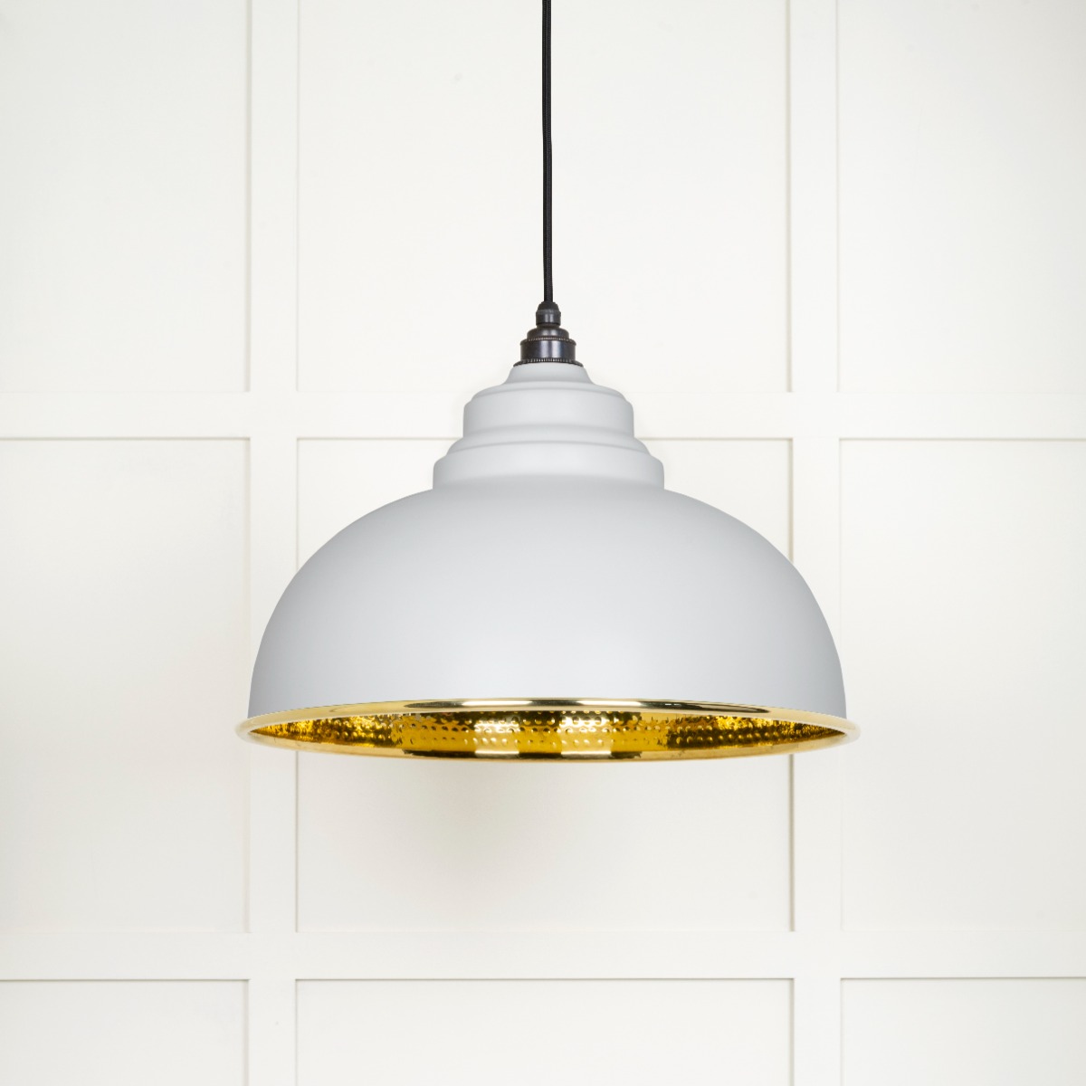From The Anvil 49521F Hammered Brass Harborne Pendant in Flock Hammered Brass