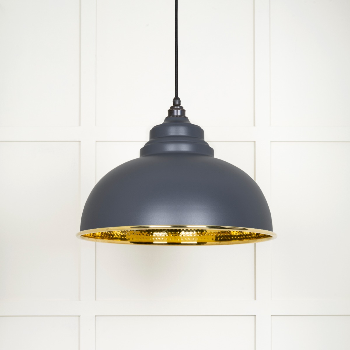 From The Anvil 49521SL Hammered Brass Harborne Pendant in Slate Hammered Brass