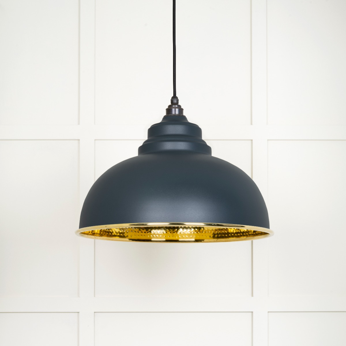From The Anvil 49521SO Hammered Brass Harborne Pendant in Soot Hammered Brass