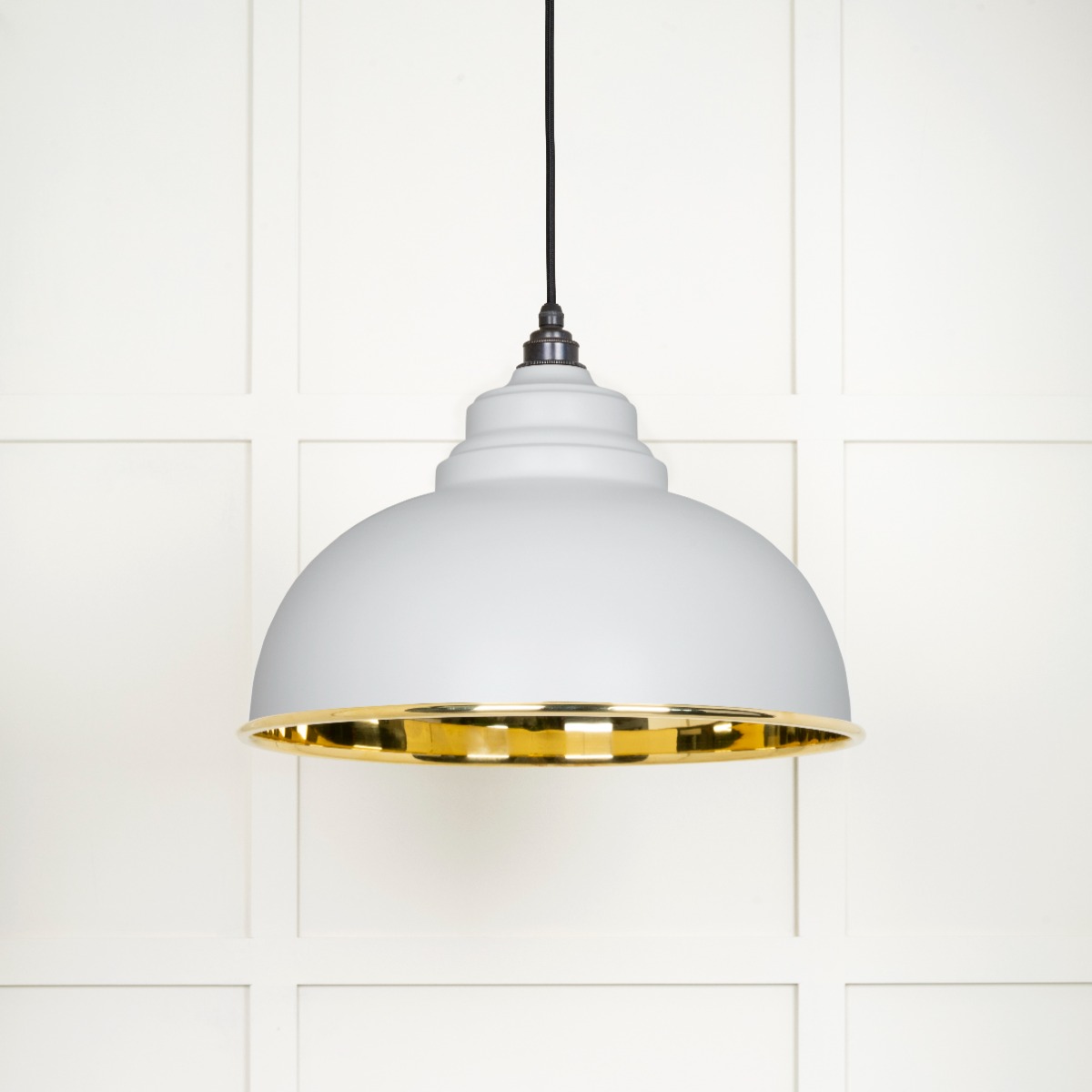 From The Anvil 49522F Smooth Brass Harborne Pendant in Flock Smooth Brass
