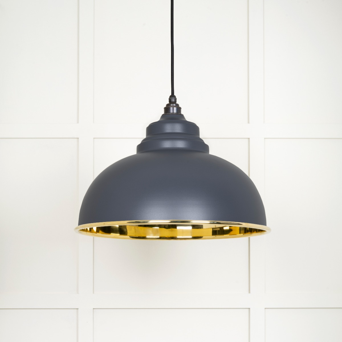 From The Anvil 49522SL Smooth Brass Harborne Pendant in Slate Smooth Brass