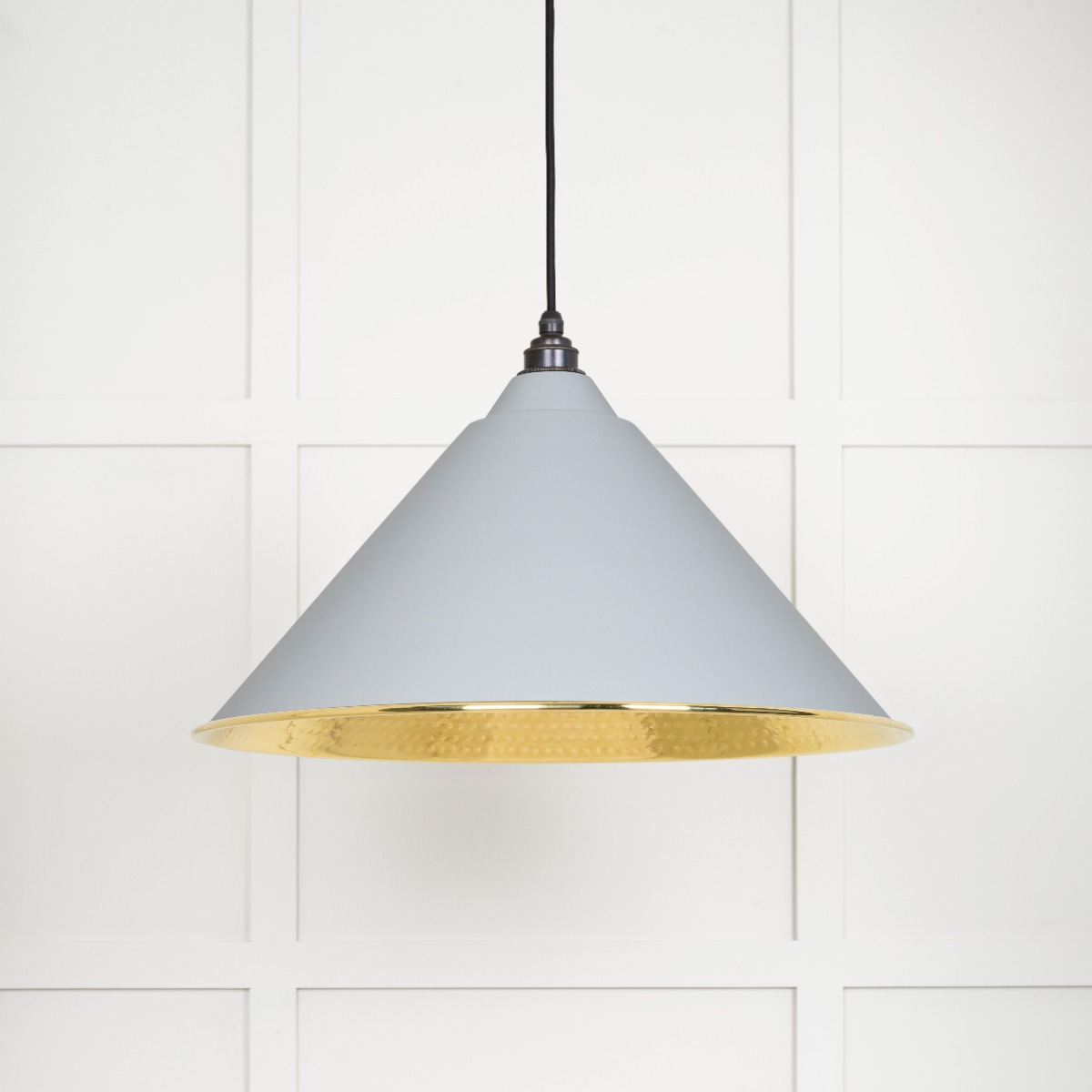 From The Anvil 49523BI Hammered Brass Hockley Pendant in Birch Hammered Brass