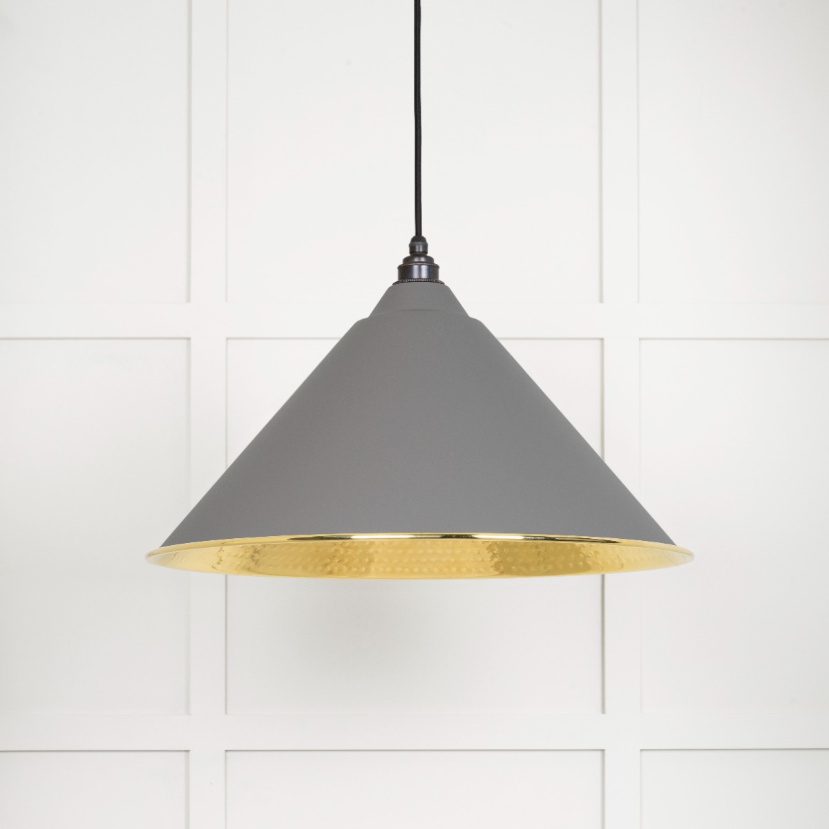 From The Anvil 49523BL Hammered Brass Hockley Pendant in Bluff Hammered Brass