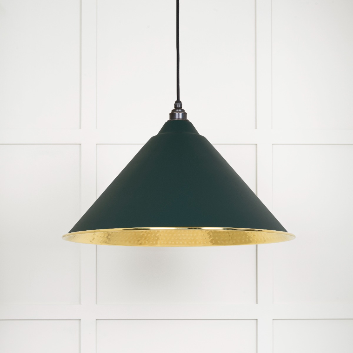 From The Anvil 49523DI Hammered Brass Hockley Pendant in Dingle Hammered Brass