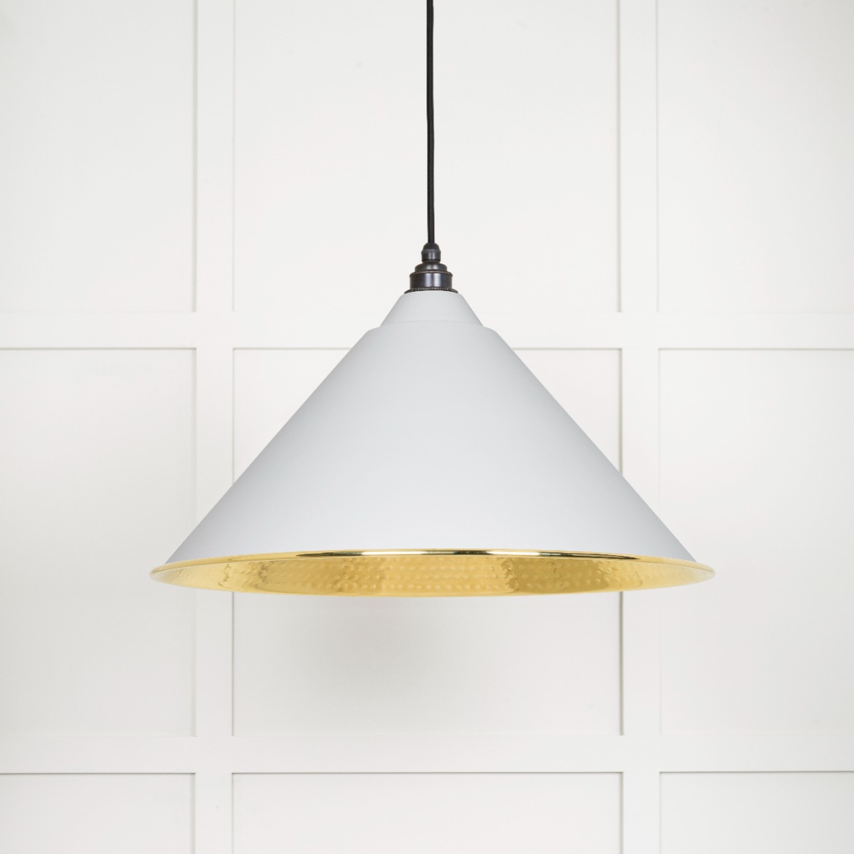 From The Anvil 49523F Hammered Brass Hockley Pendant in Flock Hammered Brass