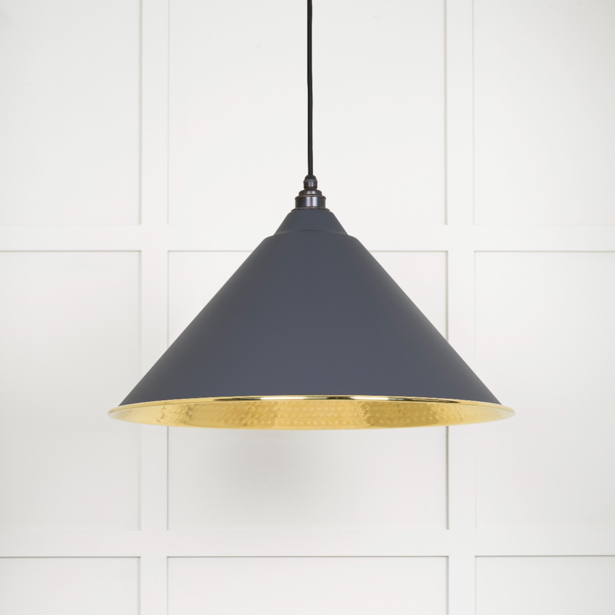 From The Anvil 49523SL Hammered Brass Hockley Pendant in Slate Hammered Brass