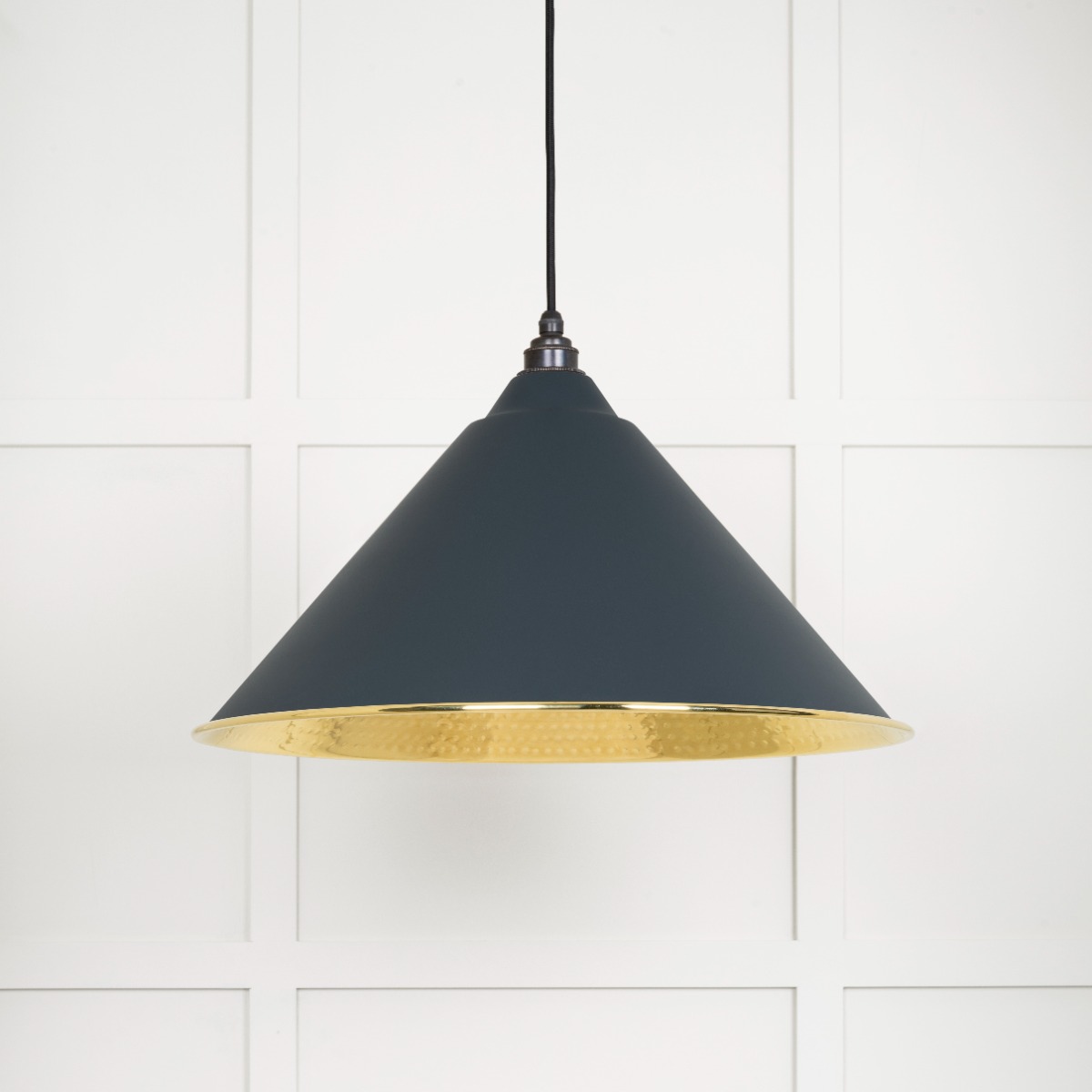 From The Anvil 49523SO Hammered Brass Hockley Pendant in Soot Hammered Brass