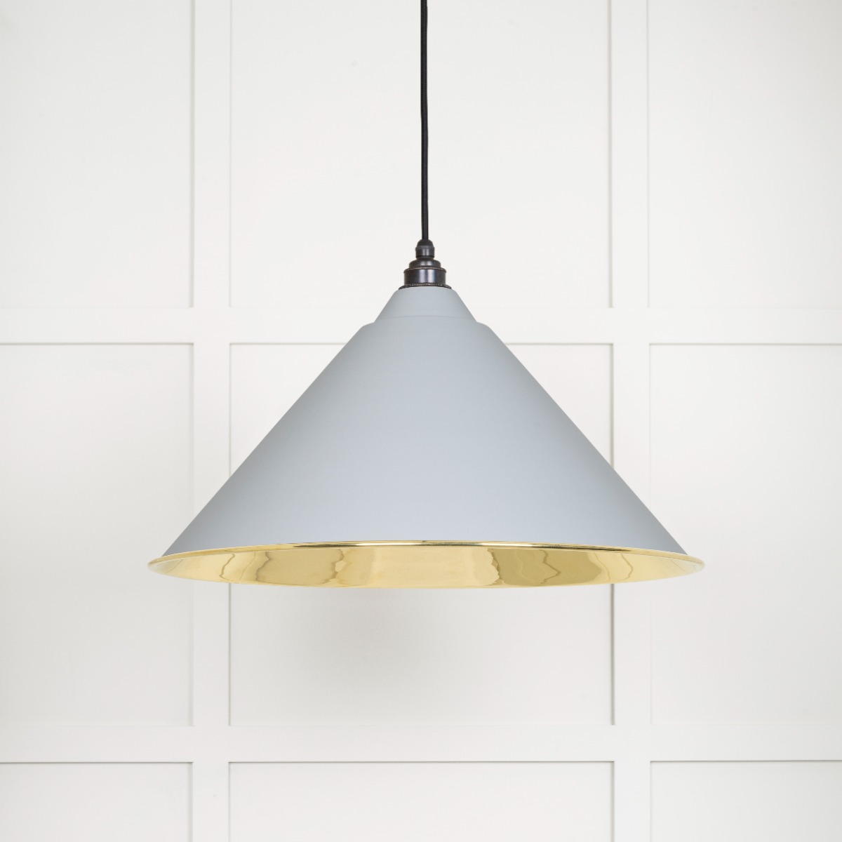 From The Anvil 49524BI Smooth Brass Hockley Pendant in Birch Smooth Brass